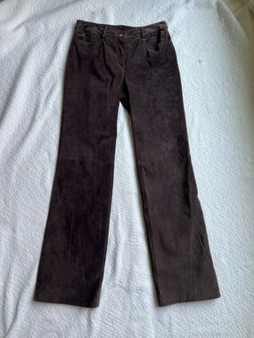 Worth New York 100% Genuine Suede Leather Pants - Espresso Brown